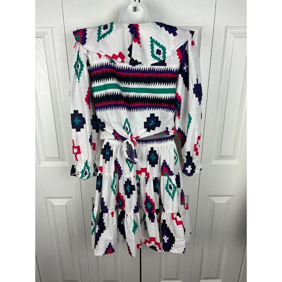 Vintage 80s Western Circle T Marilyn Lenox Boho White Blouse and Skirt Set Med - Picture 9 of 9